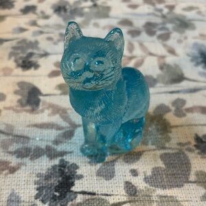 Vintage Mosser Blue Glass -Sitting Cat Figurine